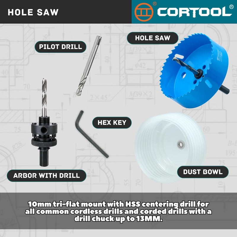 Cortool 4-1/4 Inch Hole Saw for Recessed Lights Can Lights, with Dust Bowl for Recessed Lighting, 4-1/4" Hole Saw Dust Catcher with Bi-Metal Wood Metal Drywall Cutter - Image 3